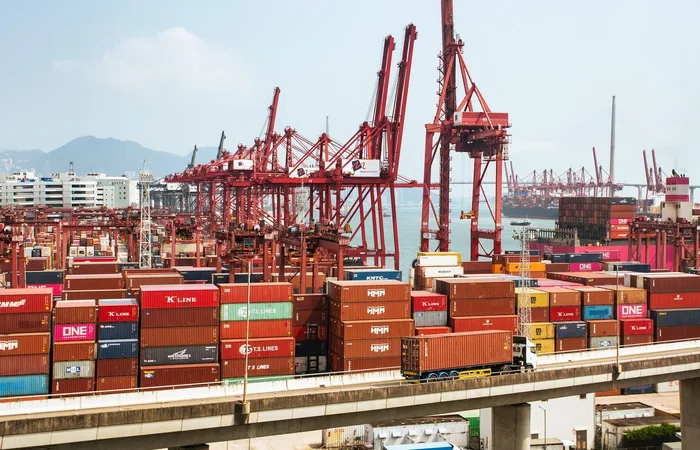 Illustrative container port for sea freight discussions