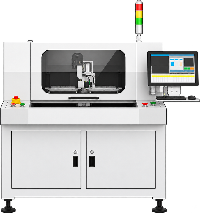 PCB depaneling front-view illustration
