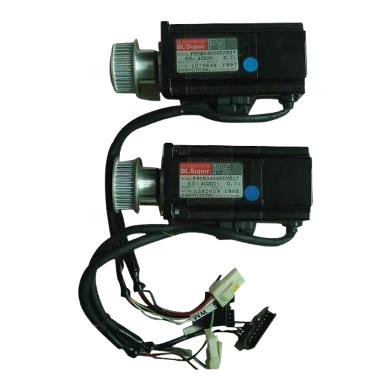 P50B04006DXS07 / 90K55-4W032W / Supplier two-motor reference scene for P50B04006DXS07 / 90K55-4W032W. Native labels, attached hardware and complete leads are retained; no two-piece offer is implied.
