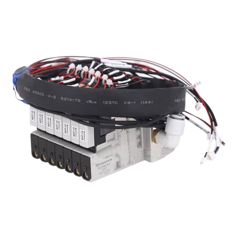 Supplier40050035 ejector assembly reference. Its bundle illustrates the identification problem; the photograph supplies no verified machine channel or port assignments.